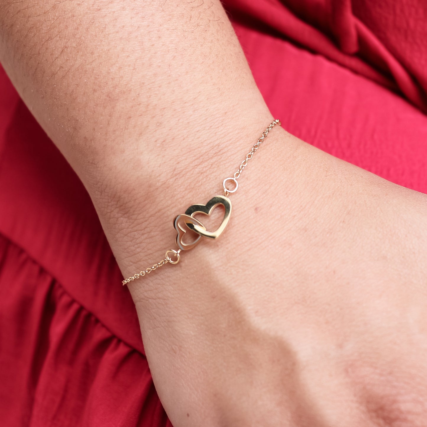 Bracelet Connected Hearts - gold & silver