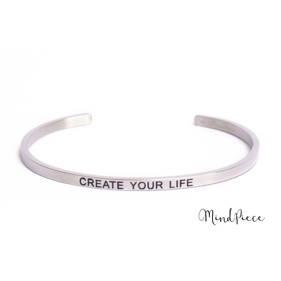 Bracelet inspirational quotes (1 pcs) - silver | different texts