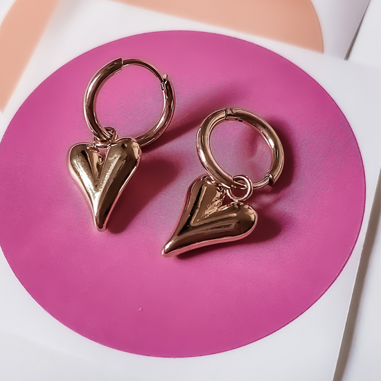 Earring heart bold - gold