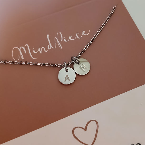 Necklace initial mini disc | A to Z - silver